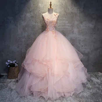 Розовое платье без рукавов с рюшами, новая леди, девушка, фея, длинное платье для выпускного вечера, платье для выступлений, платье для пения, бесплатная доставка