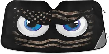 Солнцезащитный козырек на лобовое стекло автомобиля Eyes в стиле ретро с Американским флагом, солнцезащитный козырек, защитный козырек, блокирующий УЛЬТРАФИОЛЕТОВЫЕ лучи, складной