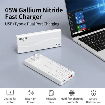 Aolion 65 Вт Зарядное Устройство Из Нитрида Галлия Для Nintendo Switch/Ноутбука USB Type-C Зарядное Устройство Адаптер Быстрой Зарядки Для Планшета/Мобильного Телефона