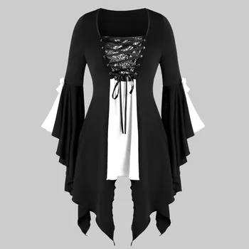 Женское платье Винтажный костюм для косплея на Хэллоуин, ведьма, вампир, готическое платье, Призрак Наряжается для вечеринки, однотонное Средневековое платье-качели