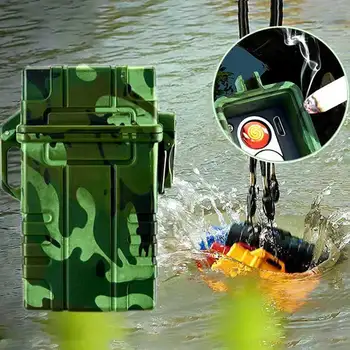Уличный Портативный Герметичный водонепроницаемый чехол-прикуриватель с USB-перезаряжаемой зажигалкой, Водонепроницаемая коробка для курения, гаджеты для мужчин