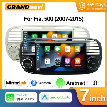 Android 11 7 Дюймов Автомобильный Радиоприемник для Fiat 500 2007-2015 Мультимедийный Плеер Дисплей CarPlay Android Авто Стерео FM GPS Meida Головное Устройство