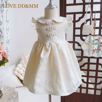ЛЮБЛЮ платья для девочек DD & MM, летнюю моду, повседневное детское платье принцессы, высококачественную детскую бутиковую одежду на пуговицах.