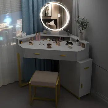 Косметический уголок Туалетный столик со светодиодной подсветкой Зеркало и туалетный столик Угловой для мебели для спальни в помещении