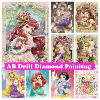 Disney Princess 5D DIY AB Алмазная живопись, Мозаика, Мультяшная Вышивка крестиком, Стразы, Ручная Вышивка, Подарок для домашнего декора