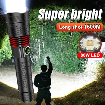 Самый Мощный Светодиодный Фонарик Перезаряжаемый Тактический Светодиодный Фонарик USB High Power Flash Light Супер Яркий Фонарь Long Shot Ручная Лампа