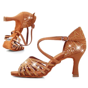 Высококачественная женская обувь для бальных танцев со стразами, обувь для латиноамериканской сальсы, обувь для танцев Zapatos De Mujer