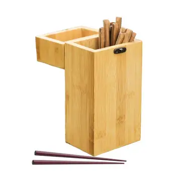 Органайзер для столового серебра Бамбуковый ящик для хранения столовых приборов с крышкой, ложек, палочек для еды, контейнер для кухонной столешницы, столовой