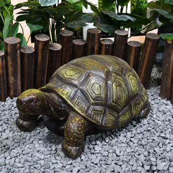 Садовая статуя большой черепахи на открытом воздухе, имитация каменной скульптуры диаметром 21,2 дюйма, декор для внутреннего дворика, лужайки на заднем дворе