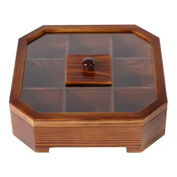 Деревянная коробка для сухофруктов, Многофункциональная Секционная коробка для закусок и конфет из сухофруктов, Свадебный контейнер для хранения с крышкой, Фруктовая тарелка