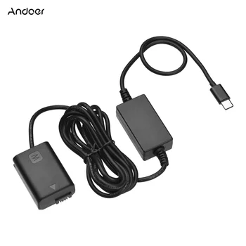 Andoer Соединитель постоянного тока Фиктивный аккумулятор USB-C Type-C Преобразователь переменного тока Адаптер питания для NP-FW50 для Sony Alpha A6500 A7 seris A55 A5100 RX10