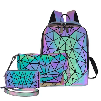 Лазерная Светящаяся сумка bao с блестками, набор рюкзаков для женщин, Школьниц, Женский Дизайн, голографическая Задняя часть
