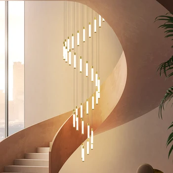 Люстра Светодиодная художественная подвесная лампа для освещения декора комнаты Лестница длинная полая Ресторан в стиле дуплекс ЛОФТ Вилла Лестница Длинная линия