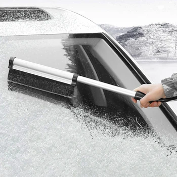 Зимняя Выдвижная автомобильная лопата для уборки снега С телескопической ручкой, щетка для чистки, Скребок для удаления льда, Автоматическое Ветровое стекло.