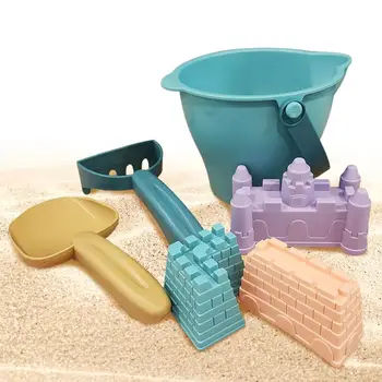 Набор игрушек для пляжного ведра, пляжные принадлежности для малышей, пляжные игрушки, 6 предметов, набор игрушек для пляжа с песком, включает формы для строительства замка из ведра.