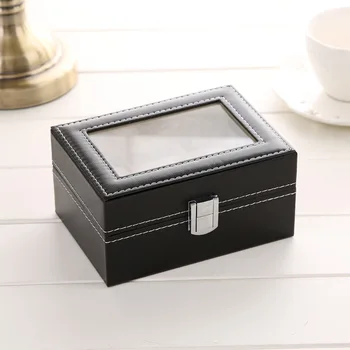 Высококачественная черная коробка для хранения часов из искусственной кожи