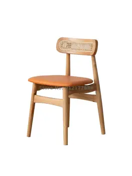 Обеденный стул из массива дерева в скандинавском стиле, стул со спинкой из ротанга, Маленький стул для отдыха на домашнем Балконе, ресторан, Современные минималистичные переговоры