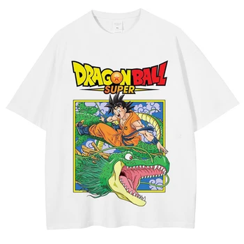 Уличная футболка с японским аниме Dragon Ball, футболка оверсайз с графическим принтом, мужская летняя хлопковая футболка в стиле хип-хоп, свободные топы, тройники