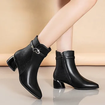 Осенне-зимние женские ботинки Martin, Новинка Европейской и американской моды, плюшевые короткие сапоги на толстом каблуке с коротким рукавом G-88