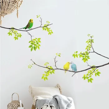 1 шт. Наклейки на стены Съемные наклейки на стену Птицы на дереве Свежие для украшения детской гостиной спальни