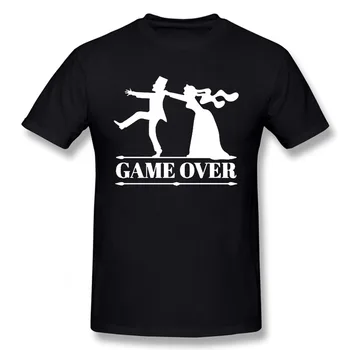 Футболка для мальчишника жениха и невесты Game Over, забавная футболка, мужская одежда, футболка Camisetas с коротким рукавом
