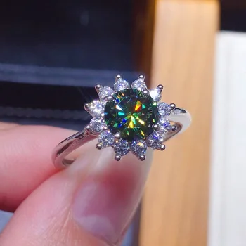 YangFx серебристого цвета, имитация восьми сердец и восьми стрел, сине-зеленое открытое кольцо с бриллиантом Mosang, женские украшения