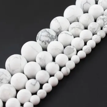 Натуральный Матовый Белый Бирюзовый камень Говлит Круглая Свободная бусина для изготовления ювелирных изделий Аксессуары для браслетов своими руками 4 6 8 10 мм