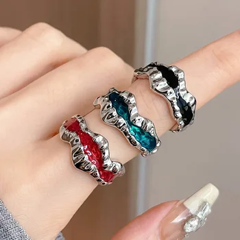 Модное персонализированное открытое кольцо для женщин, Дизайнерская ниша, эмаль, капающее масло, Многоцветный выбор, Высокоуровневые складки, ювелирный подарок