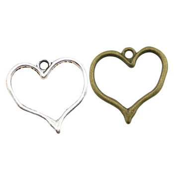 Упаковка из 10/20 DIY Ожерелье в форме сердца, браслет, принадлежности для изготовления ювелирных изделий, металлические аксессуары, подвески в виде сердца для DIY Dropship