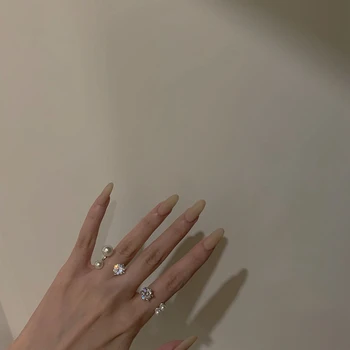 Геометрический жемчуг, Кубический Циркон, Кольца золотого цвета для Женщин, Обручальное кольцо на палец, Корейские женские Модные украшения 2020 YRI174