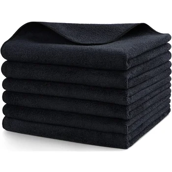 Черные полотенца из микрофибры для сушки автомобилей, полировочное полотенце, универсальные чистящие салфетки премиум-класса, впитывающие полотенца для стирки