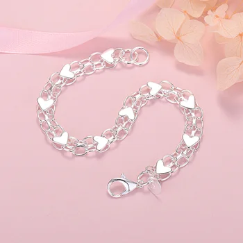 Новые роскошные Классические браслеты с сердечками из стерлингового серебра 925 пробы для женщин, модные дизайнерские украшения, подарки на свадьбу, День рождения
