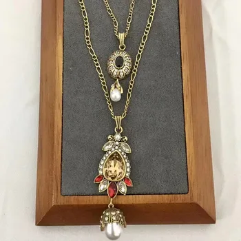 Модный Горячий бренд Серьги-подвески с кристаллами и жемчугом, ожерелье, Высококачественные Женские Дизайнерские украшения, Бохо-готический Тренд