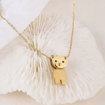 Корейские креативные изысканные Дикие Женские модные украшения из нержавеющей стали, цепочка на ключицу, ожерелье с подвеской в виде медведя