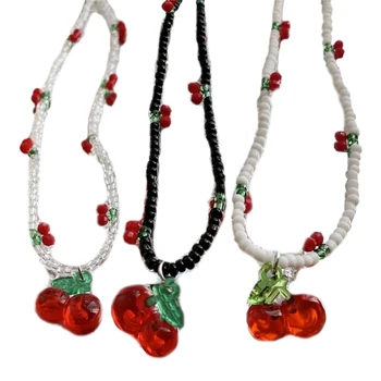 Винтажное ожерелье с подвеской в виде вишни, модное ожерелье-ошейник, ювелирные изделия из цепочки на ключицах