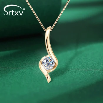 Настоящее ожерелье из муассанита D-цвета 1 карат, Ожерелье из стерлингового серебра 925 пробы, Сверкающая цепочка, Подарок для Свадебной вечеринки, Ювелирные изделия GRA