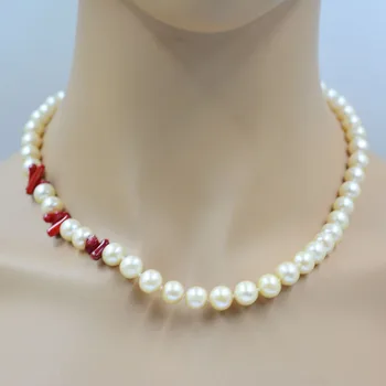 8-9 мм AAA натуральное розовое ожерелье из пресноводного почти круглого жемчуга 18 дюймов