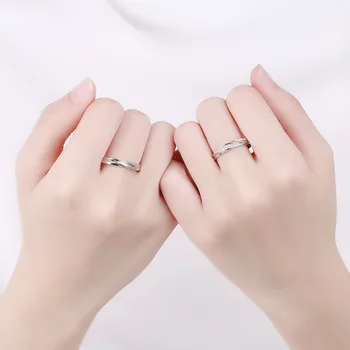 Модное простое открывающееся кольцо с кристаллами серебристого цвета с цирконом, Регулируемое кольцо для мужчин и женщин, ювелирные изделия для помолвки пары