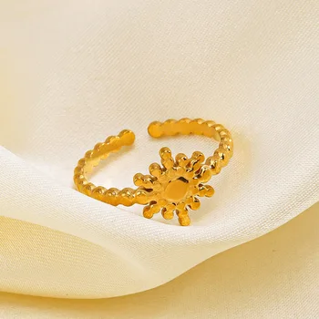 Модное открывающееся регулируемое солнцезащитное кольцо для женщин, Персонализированное модное кольцо из титановой стали с покрытием 18 КАРАТ, Anillo