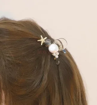 Прозрачная застежка-клипса в виде морской звезды для девочек, универсальный головной убор на милой шпильке для волос