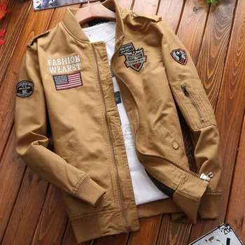 Весенне-осенняя новая куртка-бомба, мужская модная повседневная ветрозащитная куртка, мужское пальто размера плюс, военная тактическая вышивка, Мешковатая