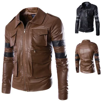 Новая мужская мотоциклетная кожаная куртка Мужская модная повседневная Корейская версия Высококачественная британская мужская роскошная кожаная куртка пальто