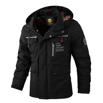2023 Мужская одежда, Мужская повседневная куртка, парка, осенне-зимняя водонепроницаемая куртка с капюшоном, мужское пальто, Однотонная уличная куртка