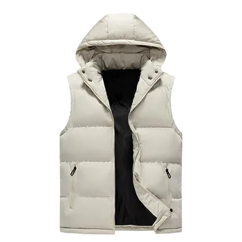 Осенне-зимний мужской толстый Жилет 2023, Брендовая камуфляжная куртка без рукавов, мужская теплая верхняя одежда с капюшоном, Повседневный жилет M-5XL