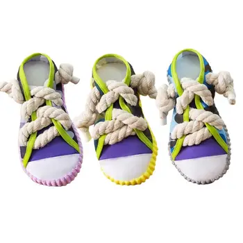 Игрушечная обувь для собак Собака Скрипуче жует Обувь Игрушки Интерактивная жевательная обувь Игрушки Мини-кроссовки для тренировки способности жевать Предотвращают выпадение зубов