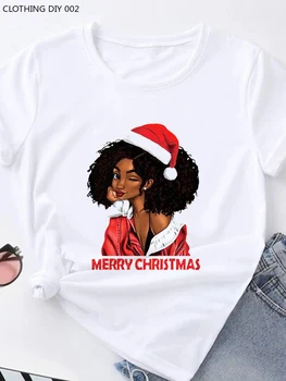 Футболки в рождественском стиле, одежда, женская одежда, женская футболка с графическим принтом, модный тренд с коротким рукавом, Повседневный Рождественский