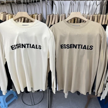 Свитшоты Essentials Высококачественные топы с 3D силиконовым буквенным логотипом с длинным рукавом, футболки Street LEE FOG Оверсайз, Мужские и женские футболки