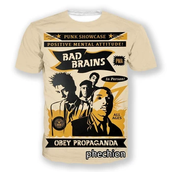 Новая мужская/женская футболка с 3D-принтом Bad Brains, модные футболки, спортивные летние топы в стиле хип-хоп, phechion L170