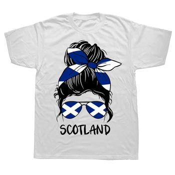 Футболки для девочек из Шотландии, Летний стиль, уличная одежда из хлопка с графическим рисунком, Короткий рукав, Подарки с шотландским флагом, Футболка, Мужская одежда