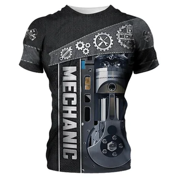 Механический инструмент, графическая футболка для мужчин, топы, футболки, уличная одежда Harajuku, футболка с 3D машинным принтом, женская одежда